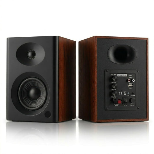 NSY Audio 4-Inch Powered Bluetooth Bookshelf Speakers, White