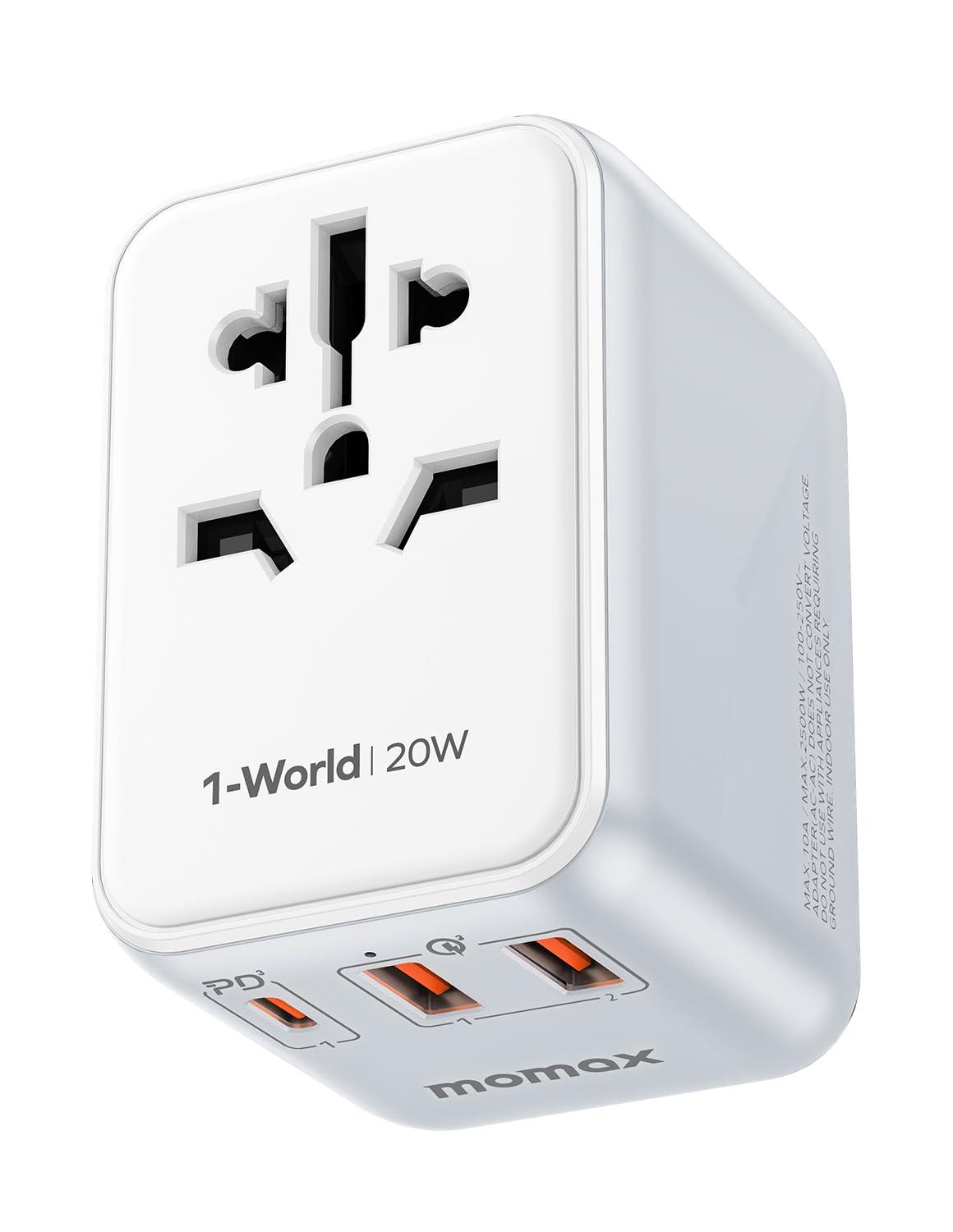 MOMAX 70W GaN Universal Travel Adapter, All-in-One Travel Charging