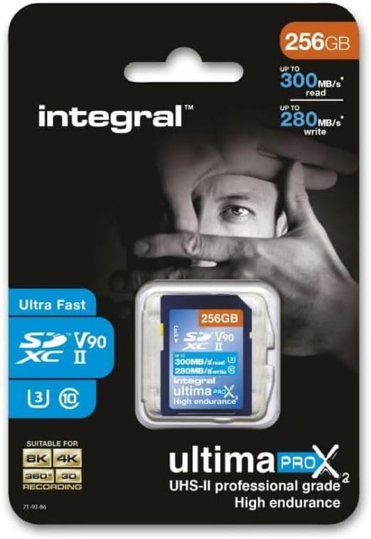Integral 256GB UHS-II SD Card V90 Up to 300MBs Read and 280MBs Write 1866X SDHC Professional High Speed Memory Card