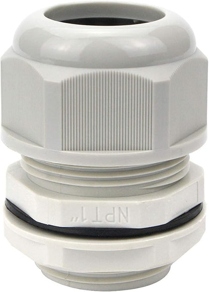 XHF 5 Pcs 1" IP68 Strain Relief Nylon Cord Grip Waterproof NPT Cable Glands Adjustable UL Listed and RoHS Compliant (Grey)