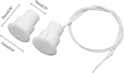 Recessed Wired Security Window Door Contact Sensor, Normally Open NO, Door Alarm Magnetic Reed Switch with 2 Wire, ABS White, RC-36