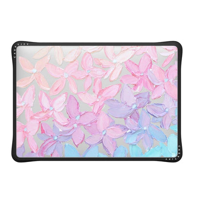 CASETiFY Impact MacBook Air 13" (M1/Intel) Case [Cushioned Impact Corners/Scratch-Resistant/Anti-Slip Grip] - Clear Hydrangea Blooms - Clear Black