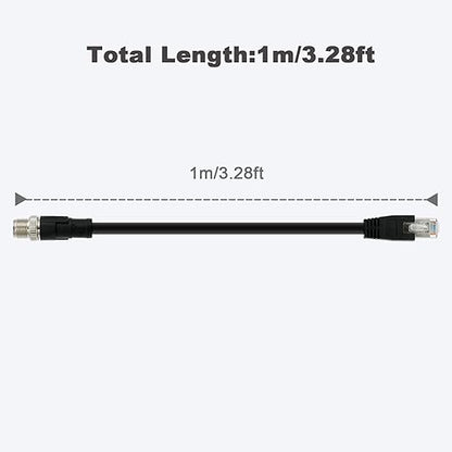 Alvin's Cables M12 8 Pin Male to RJ45 Shielded Ethernet Cable X Coded 8 Position Cat6a Cable for Cognex Industrial Camera 3.2ft/1M