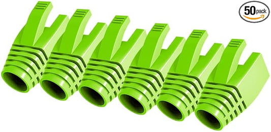VIVOCH 50 Pcs Cat7 Cat7A Cat8 Strain Relief Boot, RJ45 Plug Connector Cover Modular Network Plug Connector Cap Cable Connector Boots, FruitGreen