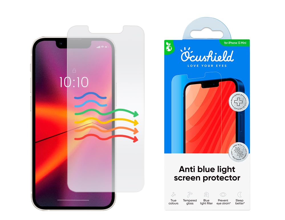 Ocushield Anti Blue Light Tempered Glass Screen Protector of iPhone 16 Plus (6.7")– Blocks Blue Light, Prevents Eye Strain & Helps You Sleep Better, 9H Hardness & Case Friendly