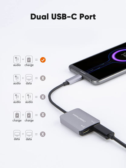 CableCreation USB Type C Splitter,2-in-1 USB C Audio Adapter and PD Charger