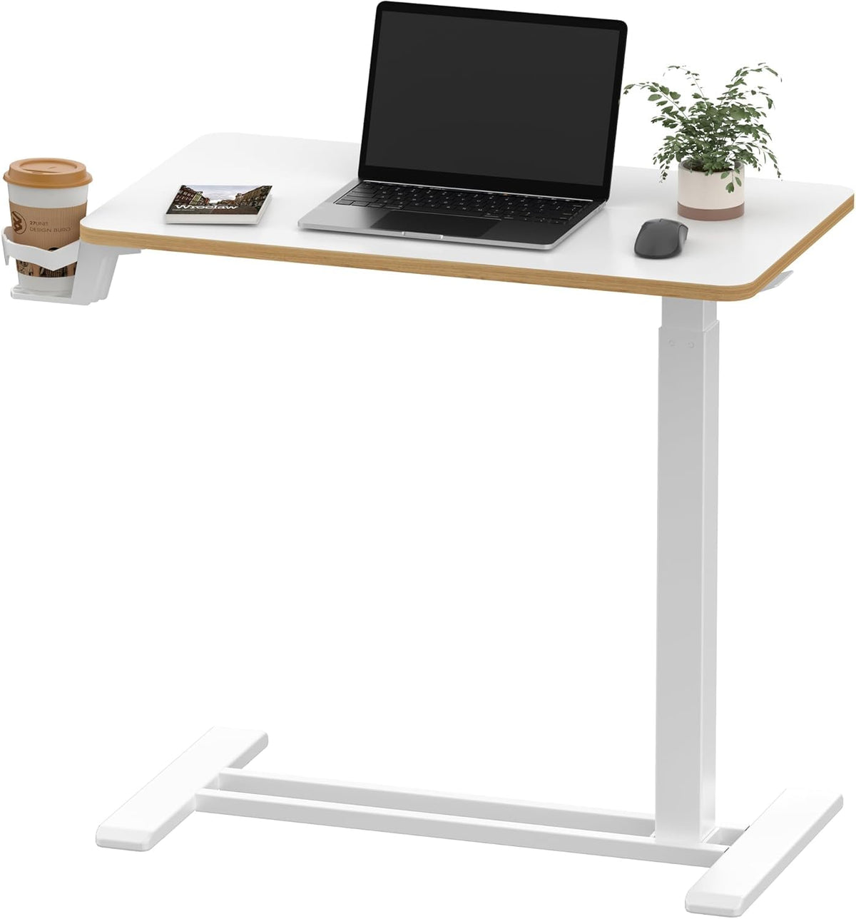 SANODESK 24''Pneumatic Height Adjustable Overbed Bedside Table Mobile