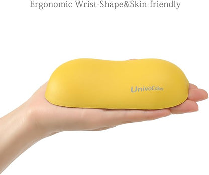 UnivoColors Design-Wave Wrist Rest, Artificial Sheepskin+Memory Foam+Ergonomic+Anti-Slip Gel, Resilience Support During Work and Gaming,Mouse Accessory,Yellow,N