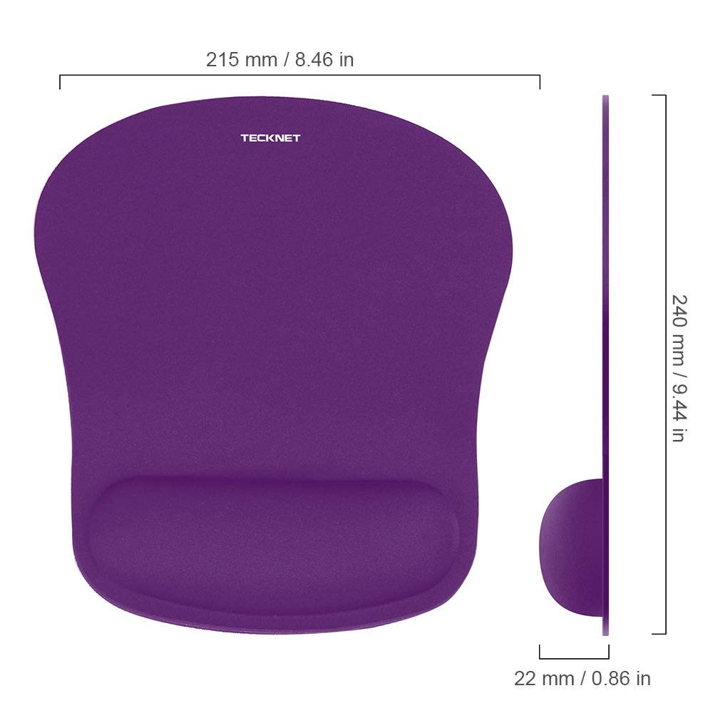 TECKNET 2 Pack Gaming Ergonomic Mouse Pad with Wrist Support Purple