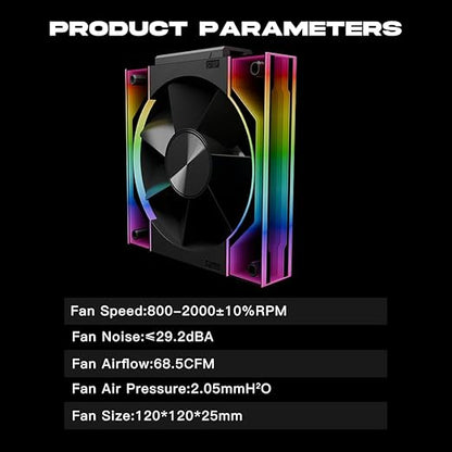 Jungle Leopard Interstellar V3 120mm PC Case Fan Infinity Mirror Module Daisy-Chain 120mm RGB PWM Fan Triple Pack Suitable for Computer Case & 360mm AIO Cooler(Black-3Pack
