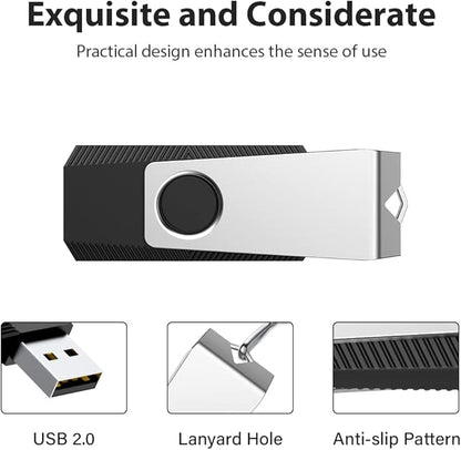Aiibe 64GB Flash Drive 2 Pack 64GB USB Flash Drive Thumb Drive Zip Drive USB 2.0 Memory Stick USB Drive with Keychain (64G, 2 Colors: Black Green)