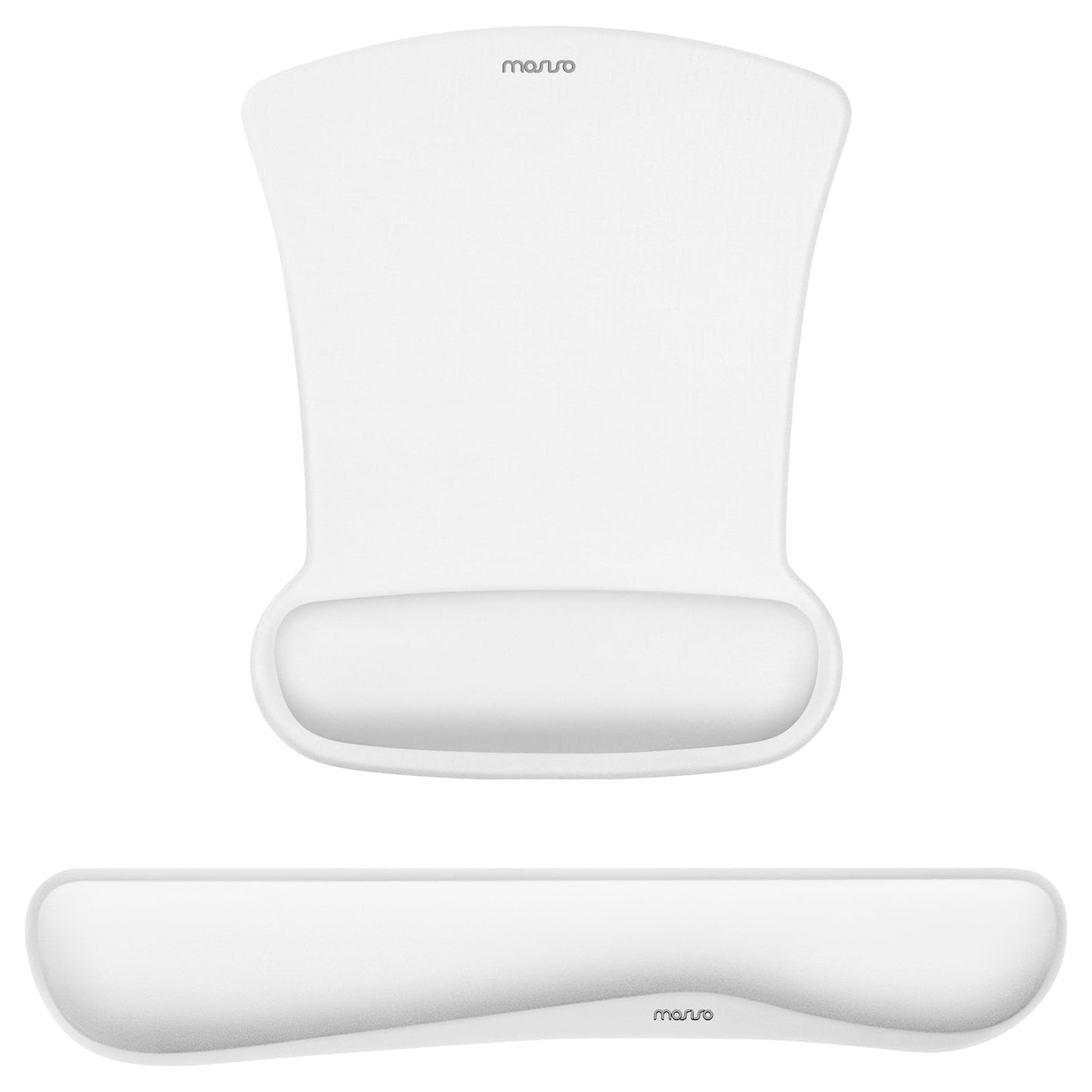 MOSISO Wrist Rest Support for Mouse Pad & Keyboard Set, Ergonomic Mousepad Non-Slip Base Home/Office Pain Relief & Easy Typing Cushion with Neoprene Cloth & Raised Memory Foam, White
