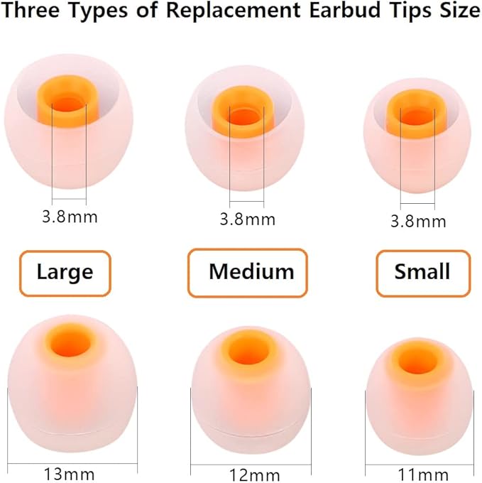 Earbuds Replacement Tips Silicone Earbud Tips Ear Gels Fit for Inner Hole from 3.8mm - 5.1mm Earphones 9 Pairs S/M/L