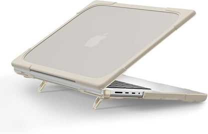 Batianda Compatible with New MacBook Pro 16 inch Case 2024 M4 Chip 2023 2021 Release with M3 M2 Pro Max, Heavy Duty Protective Plastic Hard Shell with Fold Kickstand & Keyboard Cover Protector, Khaki