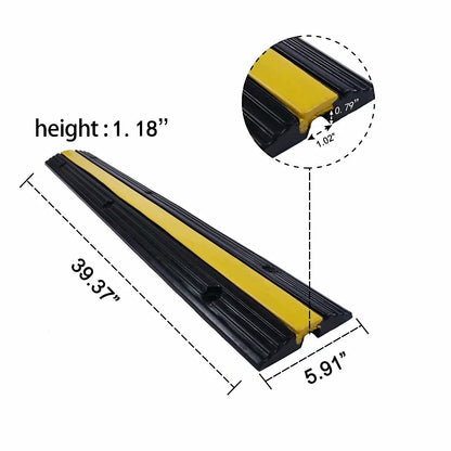 YONSHENG Rubber Cable Ramp Cord Cover Cable Protector Ramps Wire Hose Protective 1 Channel 22000Lbs Load Capacity Traffic Speed Bump for Asphalt Concrete Gravel Driveway Indoor Outdoor, 4 Pack