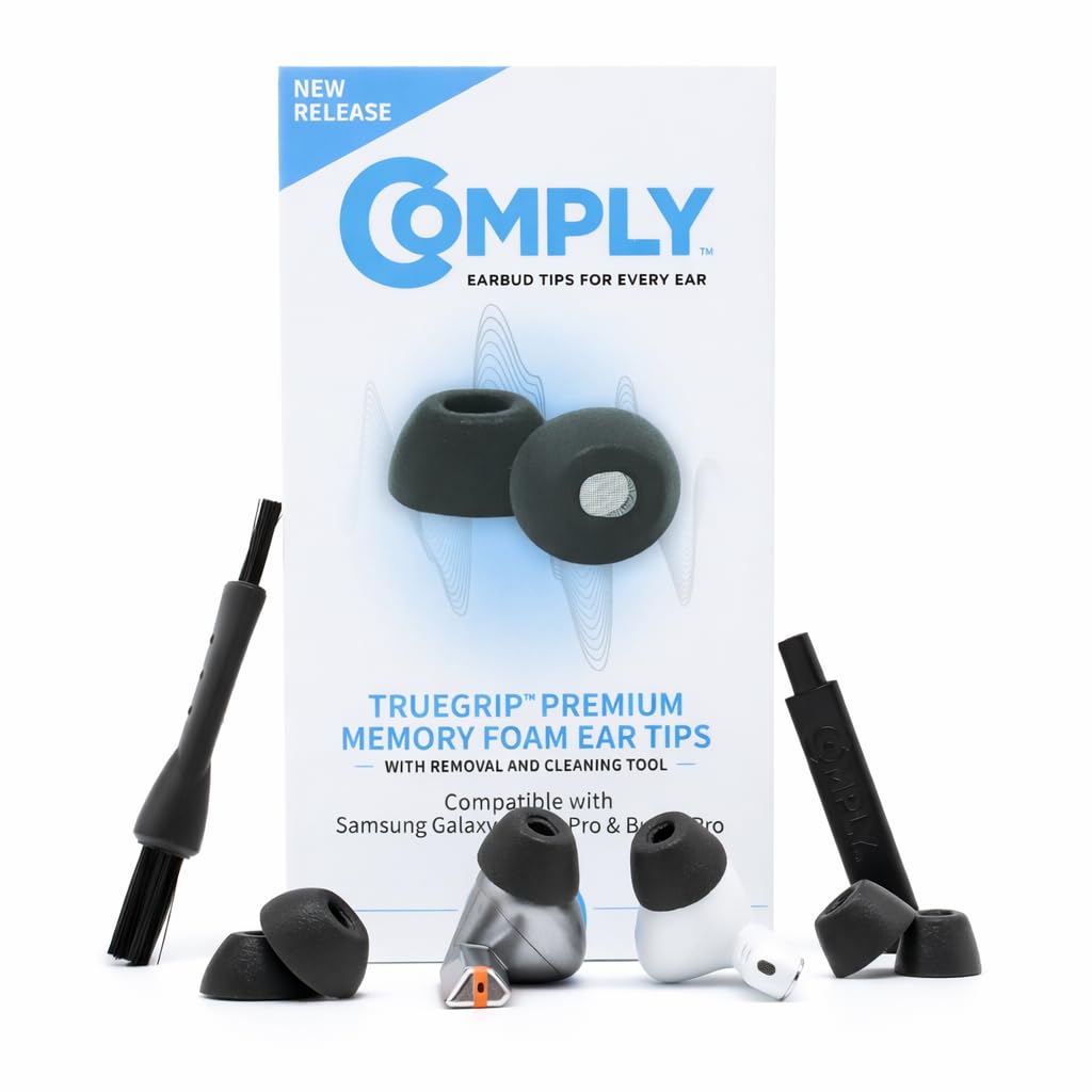 Comply TrueGrip MAX Premium Memory Foam Replacement Ear Tips, Black Medium