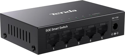 Tenda TEG205E, 5 Port Managed Gigabit Switch, Easy Smart Managed, Base-T Ports, Desktop/Wall-Mount, VLAN/IGMP/LAG/QoS, 10Gbps Switching Capacity, Fanless Metal Design