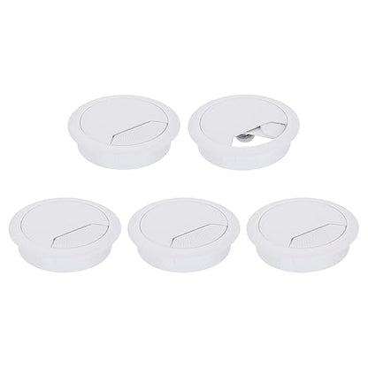 uxcell 5 Pcs 60mm (2.36 Inch) Desk Grommet, Plastic Cable Hole Cover, Wire Cord Cable Organizer for Home Office Computer Desk Cabinet, White