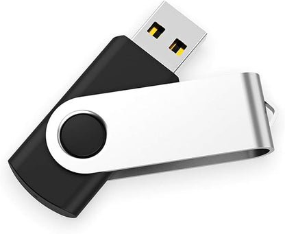 USB Flash Drive 2GB 20 Pack, Bulk USB 2.0 Flash Drives Thumb Drive Swivel Memory Stick Jump Drive Pen Drive, Black, 2 GB, 20 Pieces