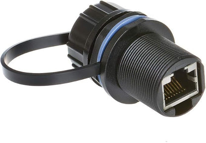 5PCS Panel Mounting Shielded RJ45 Waterproof Cat5/5e/6 8P8C Connector Ethernet LAN Cable Connector Double Head Adapter with Waterproof/Dust Cap