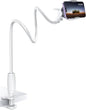 Lamicall Gooseneck Phone Holder for Bed - 360 Adjustable Clamp Clip, Overhead Cell Phone Mount Stand for Desk, Compatible with All Cellphone, White