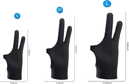 SPBMY Drawing Glove 2 Pack,Two-Finger Artist Glove for Drawing Tablet, Paper Sketching, iPad. Digital Art Glove, Drawing Glove Right Hand and Left Hand, Black