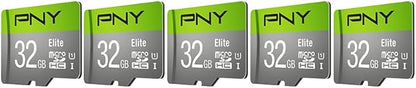 PNY Elite™ Dash Camera Class 10 U1 V10 microSDHC Flash Memory Card - up to 100MB/s Read Speed, Full HD Photo & Video, Ideal for Dash Cams, Compatible with DSLR Cameras, HD Video Cameras, 5-Pack