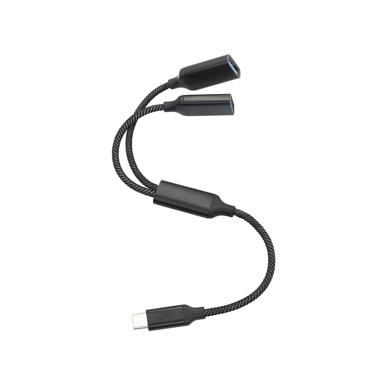 Type-C Connector to Dual USB-A Female Connector Y-type Splitter Cable, 1FT