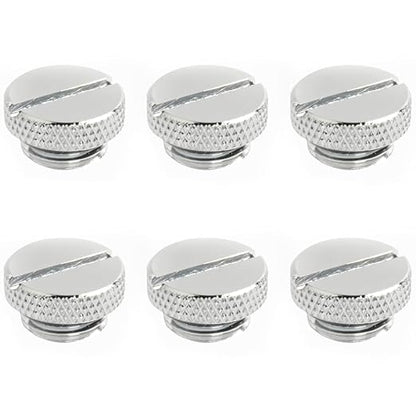 Dracaena.io 6 Pack G1/4" Thread, Thin Water Stop Plug Fitting with Coin Slot for Computer Water Cooling System, Durable Brass/Copper Material, Silver
