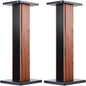 Speaker Stands Wood Grain Universal Floor Speaker Stands 24 Inch Floor Stand Mount Heavy Duty Surround Sound Speaker Stands for Home Theater with Sand Filling Tuning Function- 1 Pair