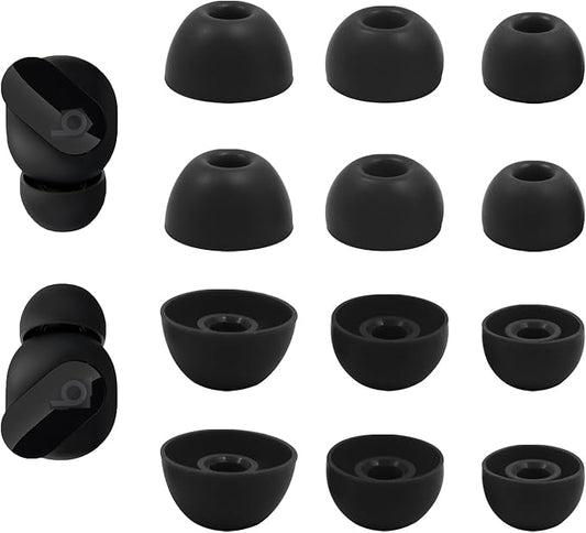 Replacement Silicone Ear Tips for Beats Fit Pro/Studio Buds/Studio Buds+ Headphone, 6 Pairs Earbuds Eartips L/M/S, Eargels Set Fit in Case, Earplug Ear Cap, Ear Buds Accessories-Black
