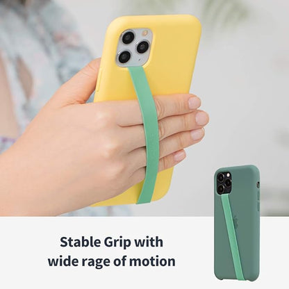 Sinjimoru Stretchable Silicone Phone Strap, Flexible and Elastic Grip Holder for iPhone & Android, Secure Phone Loops Finger Grip with Wireless Charging Support Sinji Loop Blue