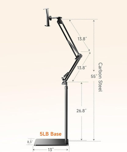 Floor Stand for Kindle with Remote Page Turner, Holder Stand for Reading in Bed with Clicker – for Kindle Paperwhite, Oasis,Tablet, iPhone and More 4.7-11 inch,Green Remote