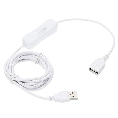 MECCANIXITY USB Cable with ON/Off Toggle Switch, USB Male to Female Extension Cord Inline Switch 2.0m White, for LED Desk Lamp LED Strip