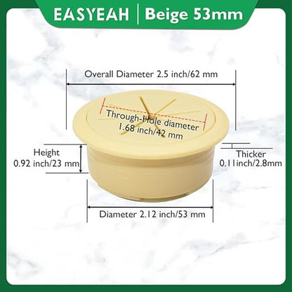 2 Pcs Desk Grommet 2-1/16" / 53 mm, Desk Hole Cover for Cables Beige, Cable Grommet ABS Plastic, Desk Hole Grommet for Home & Office Pc, Detachable Cable Cord Organizer