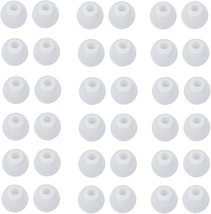 36 Pieces Medium Earbud Tips Soft and Comfortable Ear Bud Replacement Pieces Silicone Fit Most in-Ear Headphones，Inner Hole 3.8mm -5.5mm，Medium Clear White Replacement Eartips