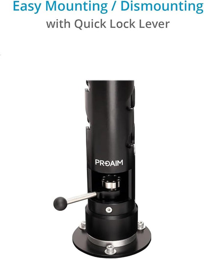 PROAIM Telescopic 27"- 42" Bazooka with Euro/Elemac Mount & Quick Lock Lever. for Camera Dolly/Slider/Jib/Crane Setup. Payload up to 200kg / 441lb. (BZ-286-00)