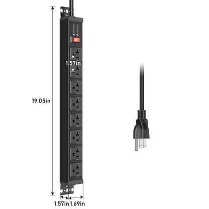 JUNNUJ 12 Gauge 360° Rotating Mountable Power Strip, Black, 15 FT, 1