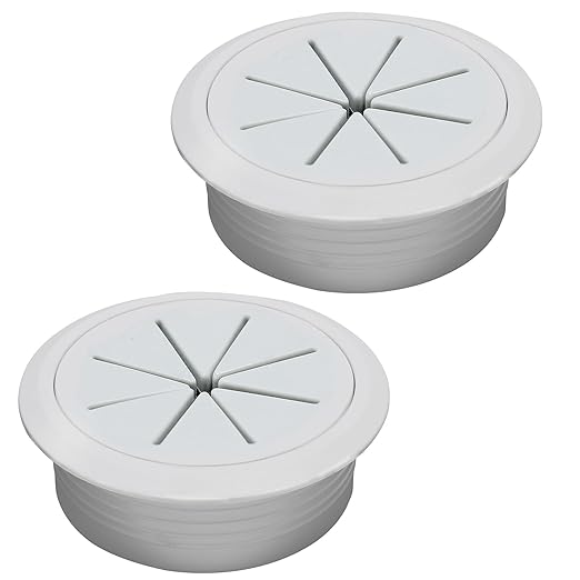 Desk Grommet 2-1/16" (53 mm), Desk Hole Cover for Cables Grey, Cable Grommet ABS Plastic, Desk Hole Grommet for Office and Home Table Cable, Detachable & Flexible Cable Cord Organizer-2 Pcs