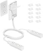 6FT Ultra Flat Plug Dual Extension Cord with 6 Outlets, Ultra-Thin Outlet Cover Power Bar, Outlet Concealer Universal Size Flat Plug Power Strip, Child & Pet Safe, 1625W, White