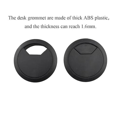 HAHIYO 2Pcs 2Inch/50mm Black ABS Plastic Sector-shaped Desk Grommet Wire Grommet Cable Management Cord Hole Cover Desk Wire Hole Insert Wire Organizer for Computer Office Home School Equipment Systems