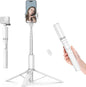 ATUMTEK 63" Phone Tripod, Extendable Selfie Stick Tripod with Bluetooth Remote, All-in-One Aluminum with Cold Shoe Mount for GoPro, 4"-7" iPhone and Android Smartphones, White