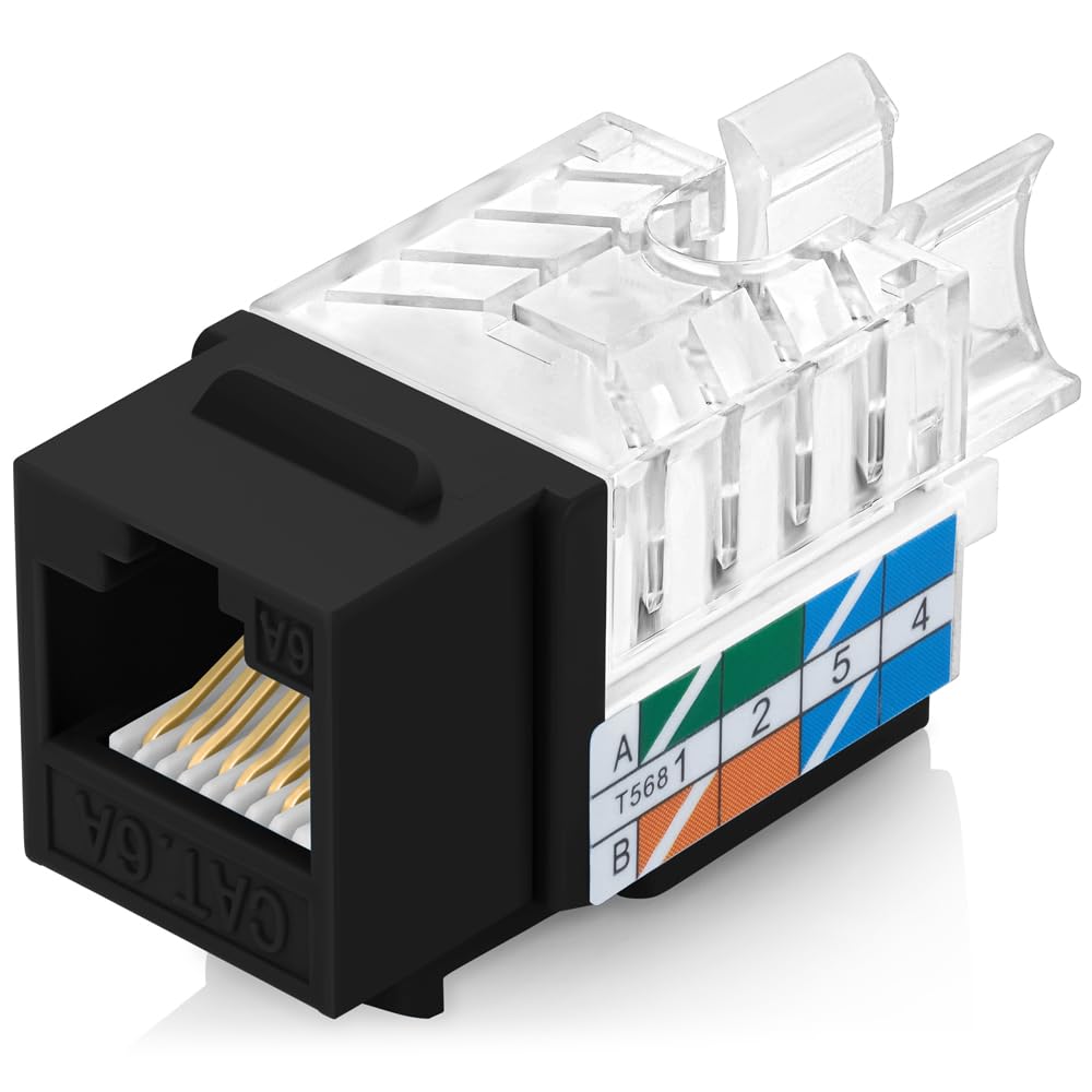 Everest 45 Degree RJ45 Cat6 Keystone Jacks Slim Profile 20-Pack Orange