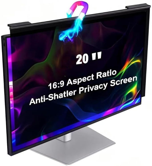Hoktods Magnetic Hanging Computer Privacy Screen Filter for 20 Inch, Removable Aluminum Alloy Privacy Shield for 16:9 Widescreen Monitor, Eye Protection Blue Light Filter