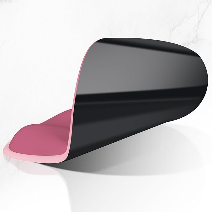 ITNRSIIET Ergonomic Mouse Pad with Wider Memory Foam Wrist Rest +17% - Curved Cushion Reduces Pressure 20%, Pain Relief, Non-Slip, Smooth, Cute Colors, 9.85 x 9 in, Pink Ombre