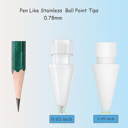 Upgraded iPad Pen Tips fit for Apple Pencil Pro/2nd /1st /USB-C Generation iPad Pro Air Mini Pencil,0.78mm No Wear Out Metal Fine Point Accurate Increasing Pencil Nibs, Write Like A Real Pen,White