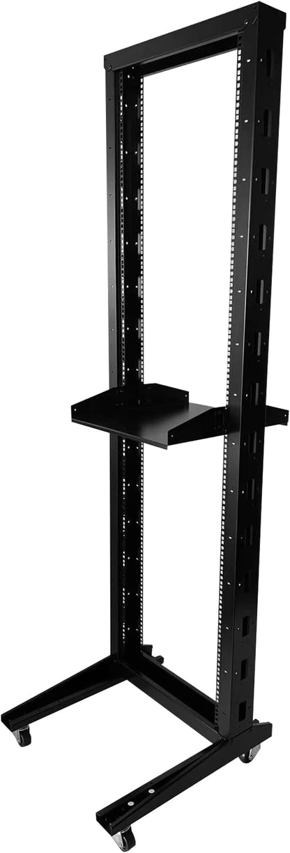 2 Post 42U Open Frame Server Rack 2-Post Server Rack Network Rack,with Movable casters，No Tray Included,for 19 Inch Equipment, Networking Data & IT Devices,1080lbs Weight Capacity(2P-DL-42U)
