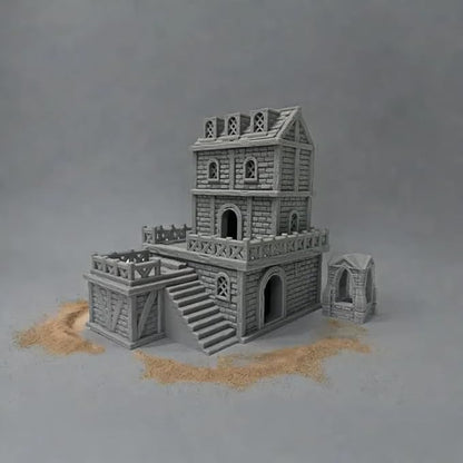 Paintable Tabletop Miniature Building Terrains Compatible with D&D and Alike RPG War Games - 18mm/28mm Scale Scenery with Medieval Gothic Architecture Style (18mm Scale)