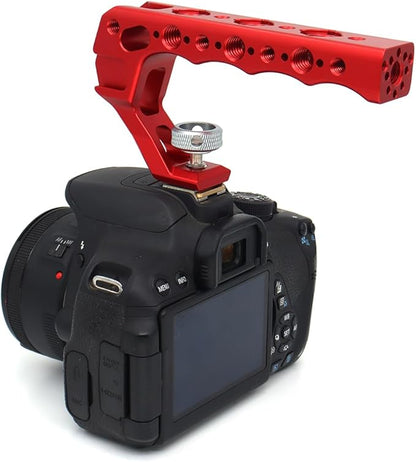 Top Handle Camera Grip with Cold Shoe Base for DSLR Camera Cage, with 3 Cold Shoe Adapters to Mount DSLR Camera with Microphone/LED Light/Monitor (Black with Cold Shoe Base)