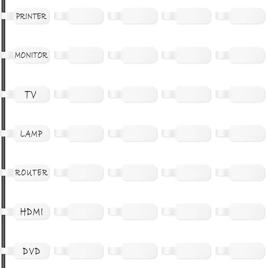Trilancer Cable Cord Labels Large Size, for Organizing Wires and Identification, White Handwriting Cable Tags, Reusable with Multiple Uses - 35 PCS